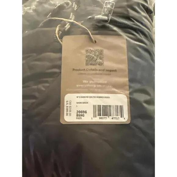 Patagonia Diamond Quilted Bomber Hoody Jacket Women's Size L NWT Basin Green - Picture 9 of 9